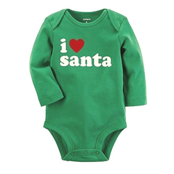 NWT Carter's I ♥️ Santa Green Onesie - Picture 1 of 6